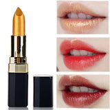 QIMYAR Mermaid Jelly Golden Lipstick Shimmer Metallic Lip Stick