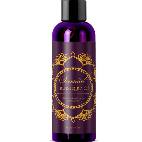 Sensual Massage Oil with Relaxing Lavender Almond Oil and Jojoba for Men and Women – 100% Natural Hypoallergenic Skin Therapy with No Artificial or Added Ingredients