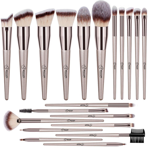 BESTOPE 20 PCs Makeup Brushes Premium Synthetic Foundation Powder Concealers Eye Shadows Makeup Brush Set with Champagne Gold Conical Handle