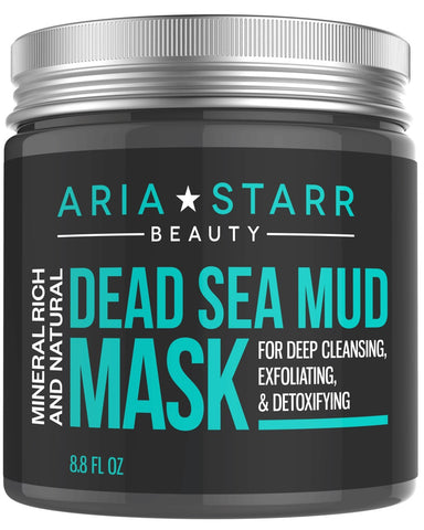 Aria Starr Dead Sea Mud Mask For Face, Acne, Oily Skin & Blackheads - Best Facial Pore Minimizer, Reducer & Pores Cleanser Treatment - Natural For Younger Looking Skin