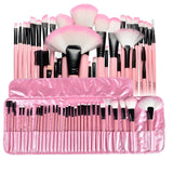 Zodaca 32 Pcs Professional Makeup Brushes Set, Premium Synthetic Cosmetic Face Eye Shadow Eyeliner Foundation Concealer Blush Lip Powder Liquid Cream Blending Brush Kit with Pouch Bag Case 32pcs Pink