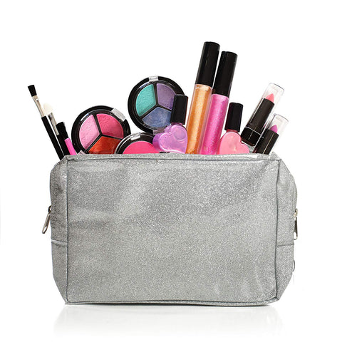 IQ Toys Kids Washable Makeup Set with A Glitter Cosmetic Bag